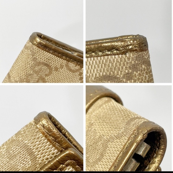 Authentic Gucci Gold monogram canvas key wallet - Picture 6 of 9